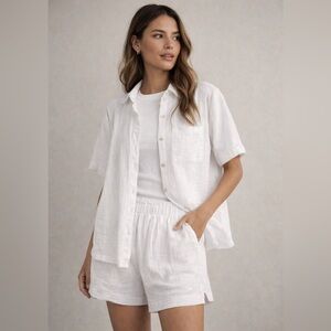 Avalon White Two-Piece Lightweight Shorts Set